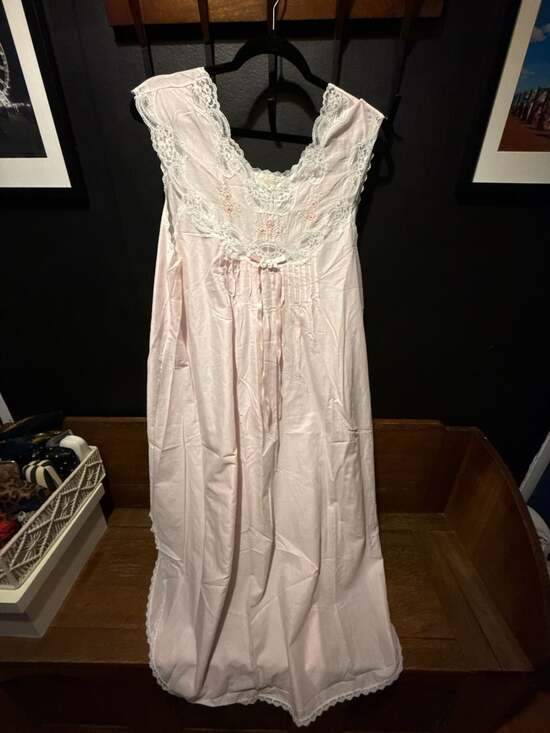 Barbizon Other - Vintage Barbizon Pink Lace Embroidered Maxi Nightgown Dress Size L